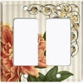 thumbnail image 6 of Metal Light Switch Plate Outlet Cover Orange Flower Beige Stripe Damask FLW063, 6 of 13