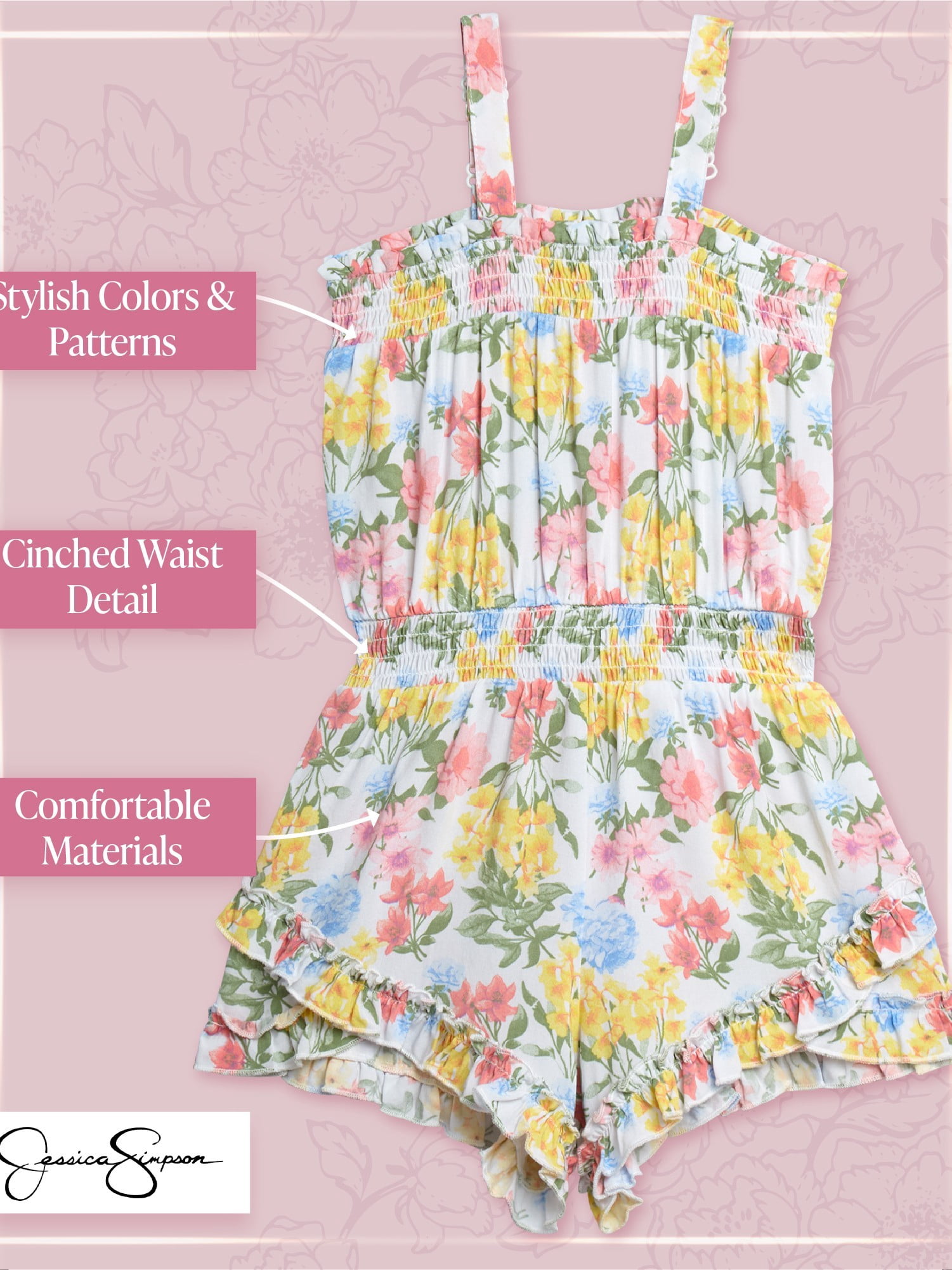 Jessica Simpson Baby and Toddler Girls' Playsuit Cover-up Romper, Sizes 12M-5T