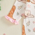 thumbnail image 6 of Cjfdfy Newborn Baby Girl Western Cowgirl Fall Outfit Ruffle Zipper Footed Romper Long Sleeve Bodysuit With Bow Headband Cute Coming Home Footed Jumpsuit 0-12 Months, 6 of 8