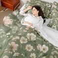thumbnail image 4 of Erosebridal Tropical Floral Bedding Comforter Set for Girls Women, Green King Bedding Sets, Reversible, 7pcs, 4 of 5