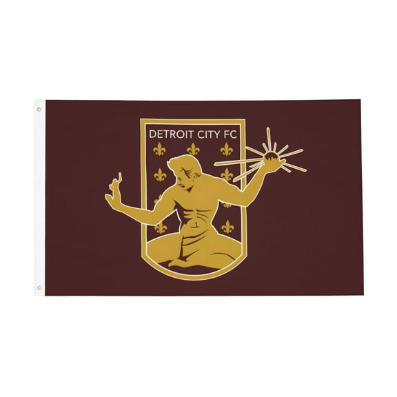 Liqun Detroit City Fc Flag 3x5 Ft Double-Sided Printed Flags Indoor Outdoor Decorative Banner Polyester Material No Flagpole