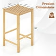 thumbnail image 3 of Costway 26'' Dining Bar Stool Set of 2 Counter Height with Rubber Wood Woven Saddle Seat, 3 of 8