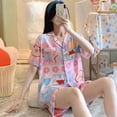 thumbnail image 1 of Sanrio-Conjunto de pijama de Hello Kitty Cinnamoroll, ropa de casa informal, cárdigan suelto, pantalones cortos de manga corta, sección delgada, Kawaii, Verano, 1 of 5