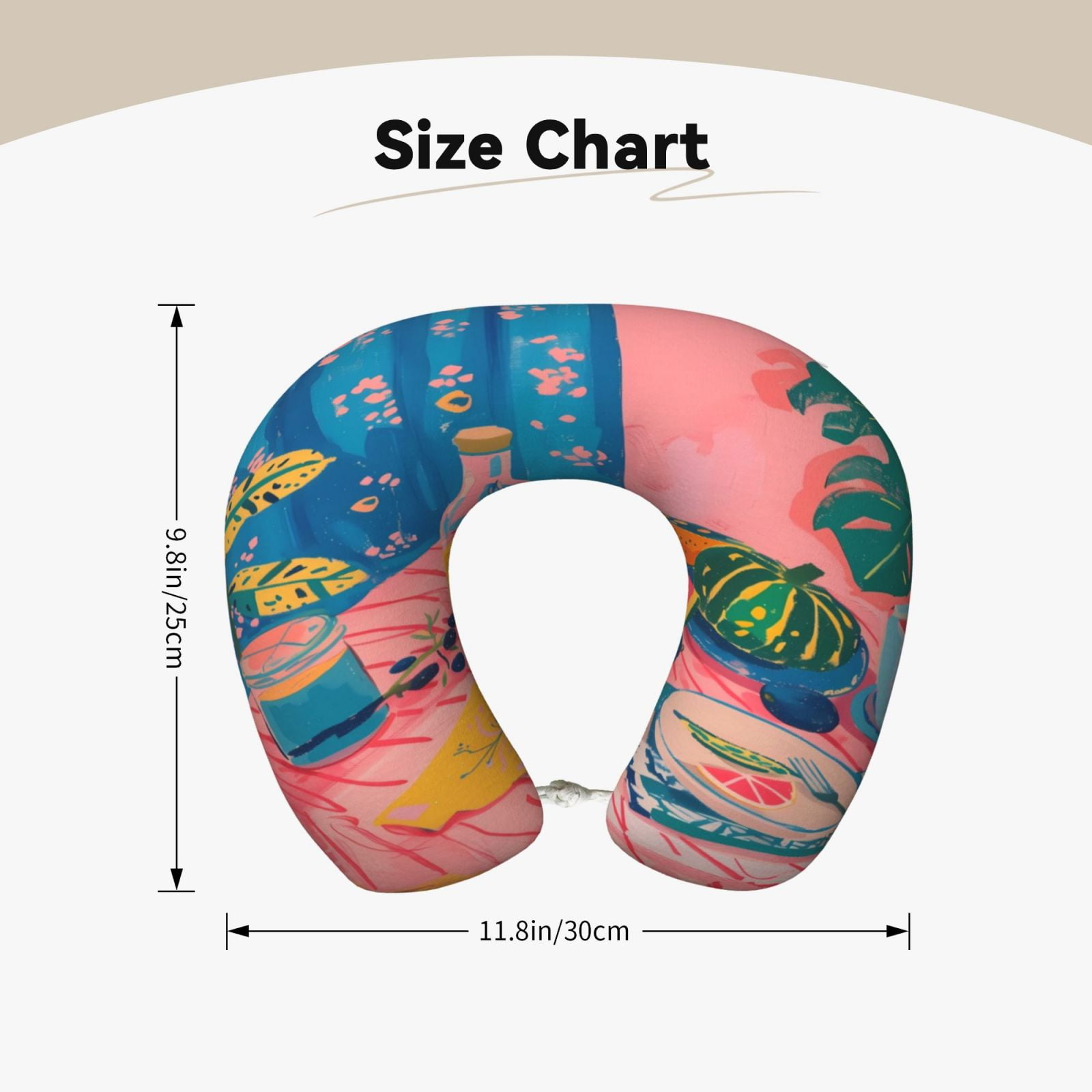 Xecao Colorful Summer Fruit Table Print Memory Foam Cervical Neck Pillow Versatile U-Shaped Pillows for Home,Office,Camping,Travelling,Soft Washable Cover