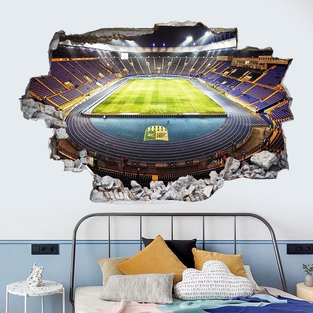 Adhesivos de pared 3D con diseño de estadio de fútbol americano, 40 x 60 cm, PVC