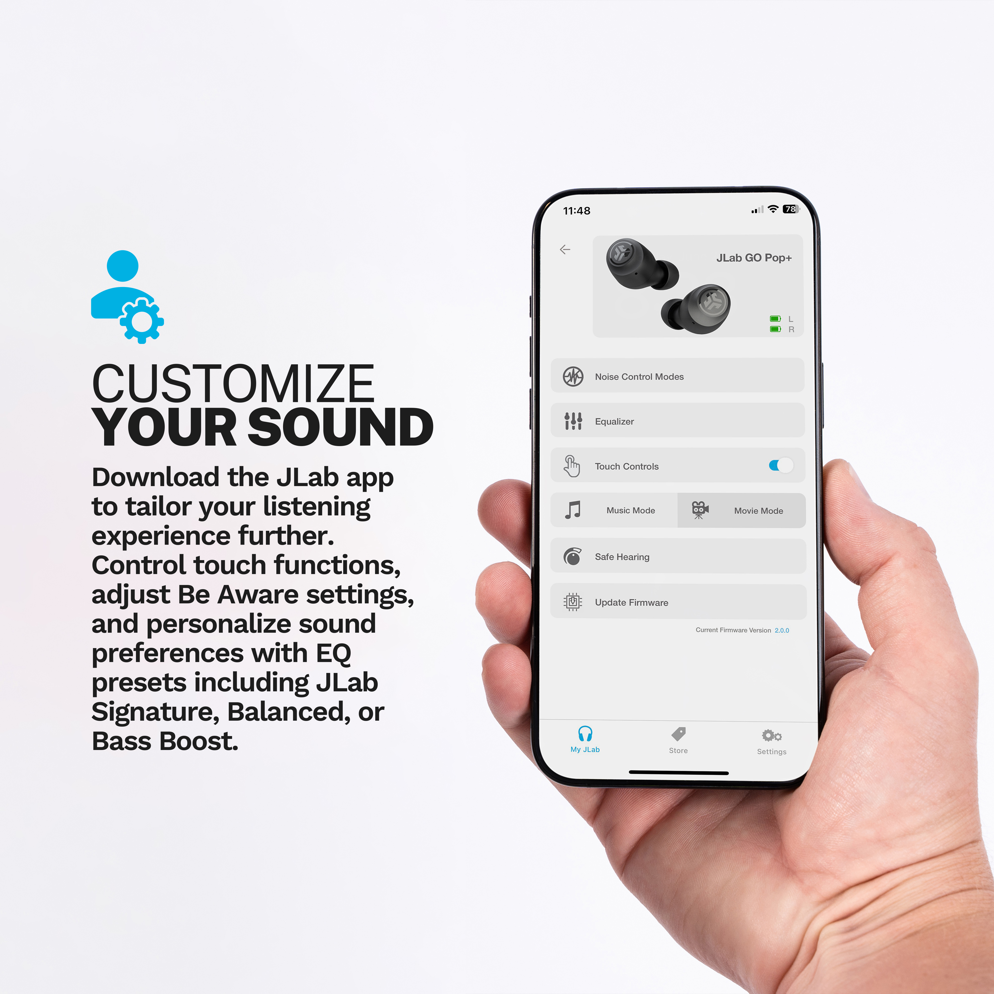 JLab GO Pop+ True Wireless Earbuds, Black photo 6