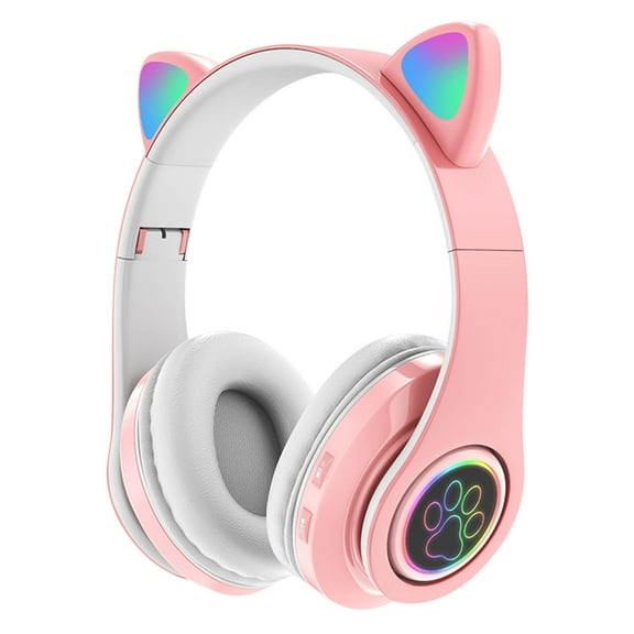 amlbb Wireless Headphones Bluetooth Headset Cat Ear Bluetooth Headset B39 Cat Ear Cute Cat Ear Wireless Headset LED Flashing Light, A Gift For Friends And Children on Clearance