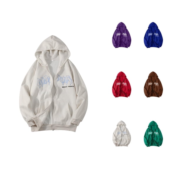 Gothic Hoodies for Women 2025 Punk Hiphop Zip Up Hoodie with Pockets Streetwear Hooded Sweatshirt Women Jacket