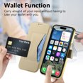 thumbnail image 3 of for iPhone 16 Wallet Case with Camera Lens Protector Film, Clear Magnetic Phone Cover Compatible with Mag-Safe Charging, RFID Blocking PU Leather Case with Card Holder Flip Kickstand, Gold, 3 of 11