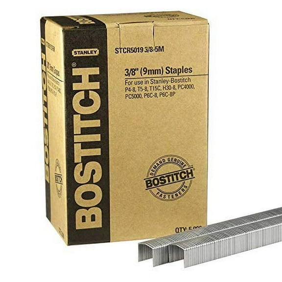 STCR5019 3/8-5M Power Crown Staples, (5) Boxes, 5,000 per Box, (25,000 Staples)