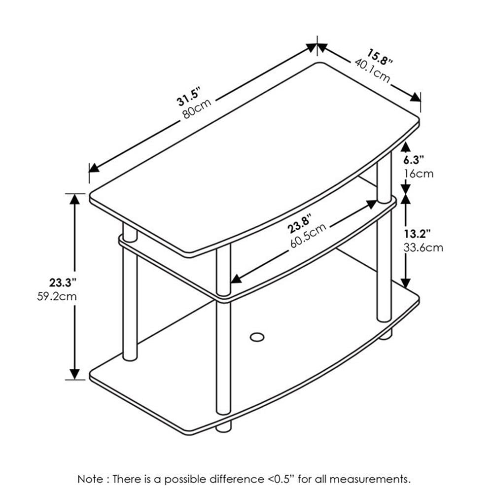 Furinno 13192DBR/BK Turn-N-Tube No Tools 3-Tier TV Stands