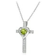 thumbnail image 2 of Sterling Silver Peridot and White Topaz HHeart Cross Birthstone Pendant Necklace, 2 of 4