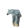 thumbnail image 2 of 50" X 60" Blue and White Woven Cotton Throw Blanket with Fringe, 2 of 5