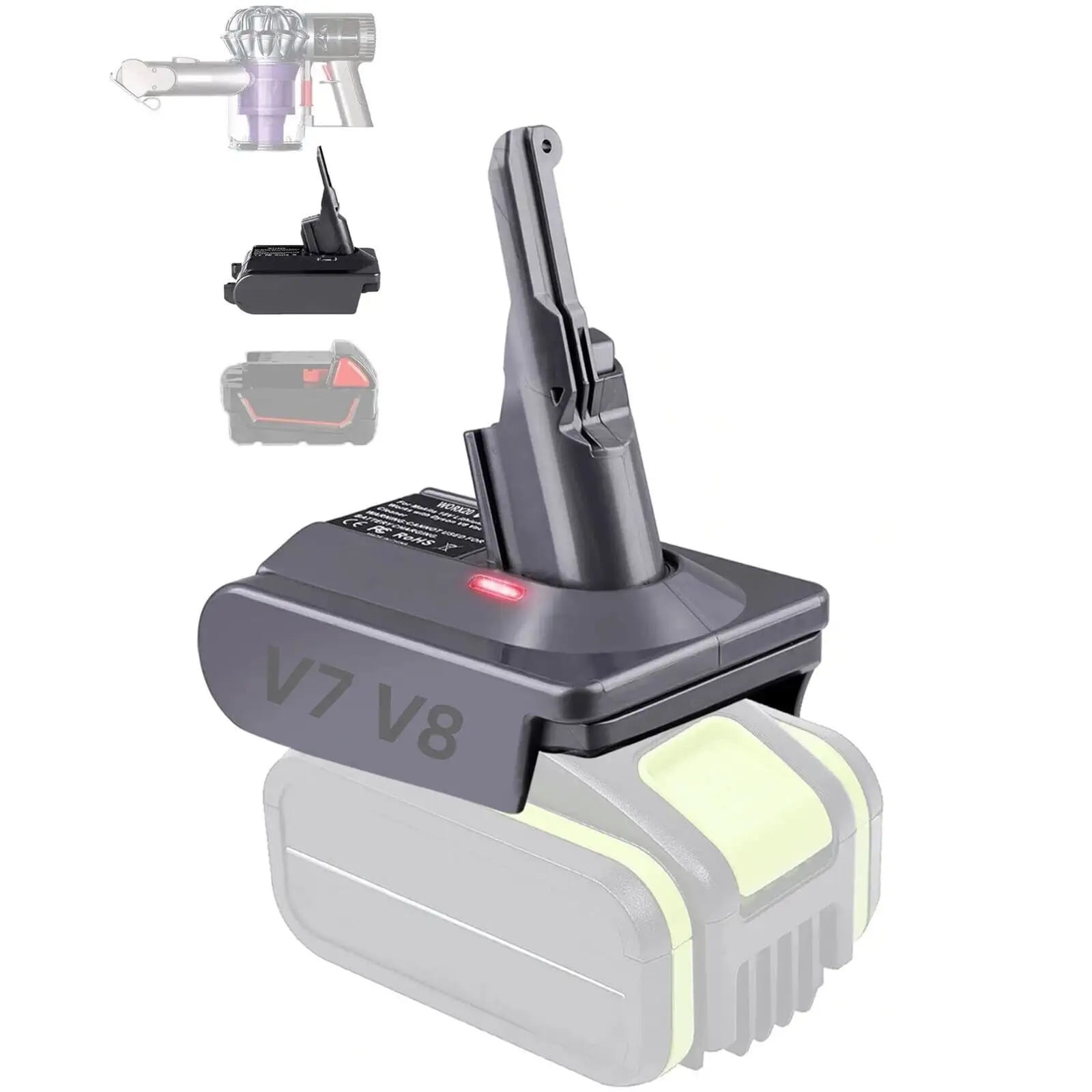 For Green*works 24V Lithium Batteries Compatible with For Dy*son V7 V8 Vacuum Cleaners Power Tools GRW24V7V8 Battery Adapter Converter