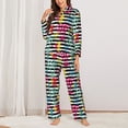 thumbnail image 2 of Kdxio Trendy Colorful Pineapples Women's Pajama Sets Long Sleeve Button Down Sleepwear Nightwear Soft Pjs Lounge Sets-Small, 2 of 7