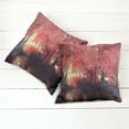 thumbnail image 6 of Ambesonne Nature Throw Pillow Cover 2 Pack, Charming Mist Forest, 24", Brown and Ruby, 6 of 7