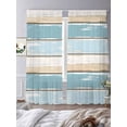 thumbnail image 3 of Blue Beige Wood Grain Sheer Curtains 108 Inch Long 2 Panels, Vintage Board Farmhouse Retro Light Filtering Rod Pocket Semi Sheer Curtains, Sheer Voile Drapes for Living Room Bedroom, 52"x108", 3 of 5