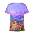 thumbnail image 4 of Hauts d'Été pour Femmes Grande Taille Femmes Été Blouse Imprimée T-Shirts Décontractés Col en V Manches Courtes T-Shirts Hauts Col en V T-Shirt Femmes en Liquidation, 4 of 5