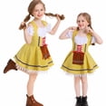 thumbnail image 4 of Huvoen Girls Short Sleeve Oktoberfest Clothes Round Neck Smocked Ties up A-Line Prom Dress Ruffle Flowy Swings Halloween Maid Dresses Yellow M, 4 of 5