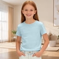 thumbnail image 4 of Tranfacy Shirts for Girls Soft Breathable Solid Candy Colored Short Sleeve Pullover Top for Spring and Summer for Children, 4 of 7