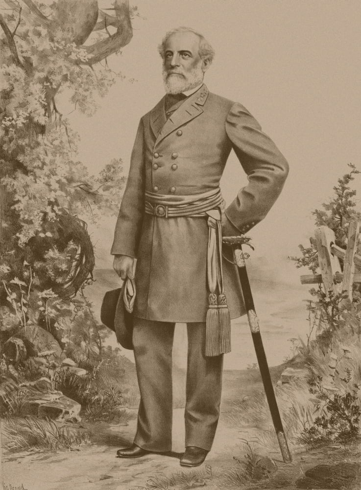 Civil War artwork of General Robert E Lee standing Poster Print