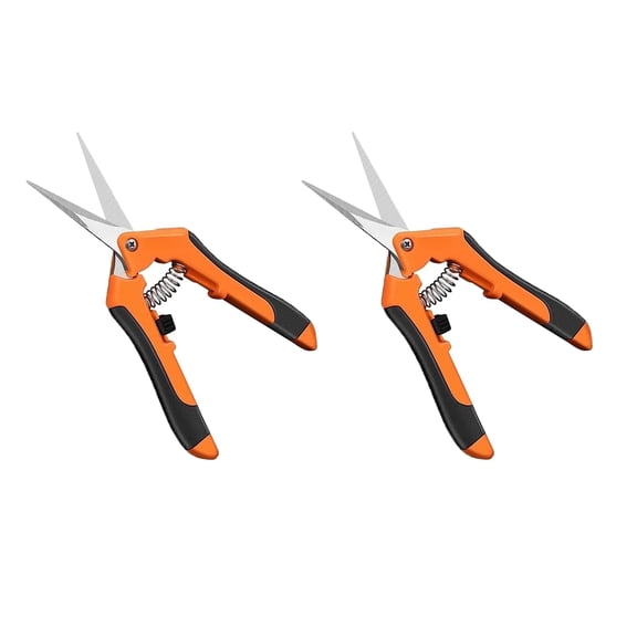 COREBAY 6.5-Inch Gardening Scissors 2-Pack, Pruning Shears, Straight-Edge Stainless Steel Blade, Tijeras de Jardineria, Orange, Ideal for Garden Trimming, Harvesting & Pruning.
