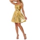 thumbnail image 4 of Vestido de tirantes espagueti Inspire Chic para mujeres, vestido de fiesta de línea A sin mangas, mini vestido de club, L dorado, 4 of 5