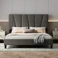 thumbnail image 1 of Modern Upholstered Bed Frame, Linen Platform Bedframe with Headboard, Heavy Duty Metal Structure and Stable Wood Slats Support, 1 of 6