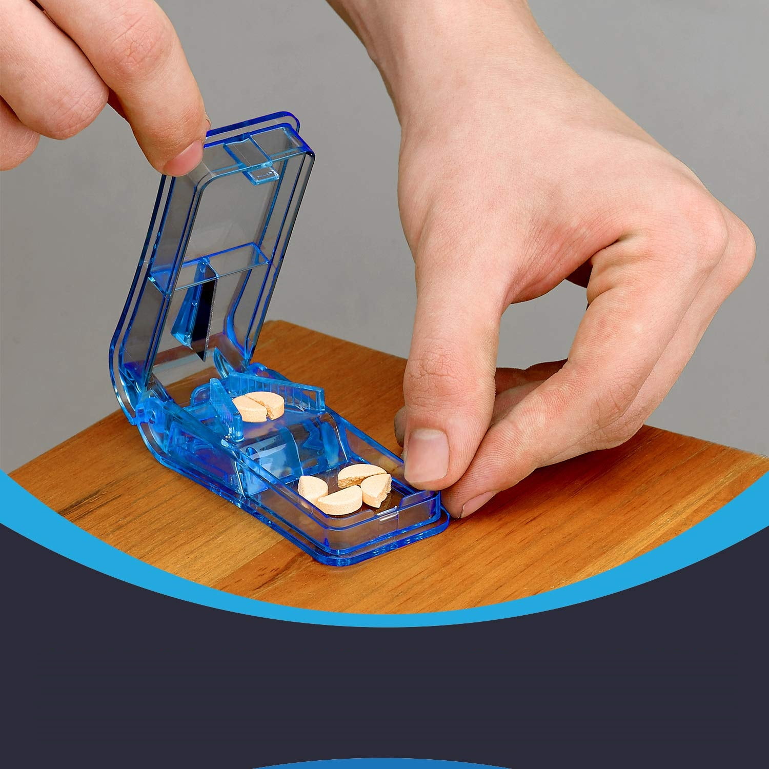 Pill Splitters (Pack of 2) Pill Cutters with V Grip for Small and