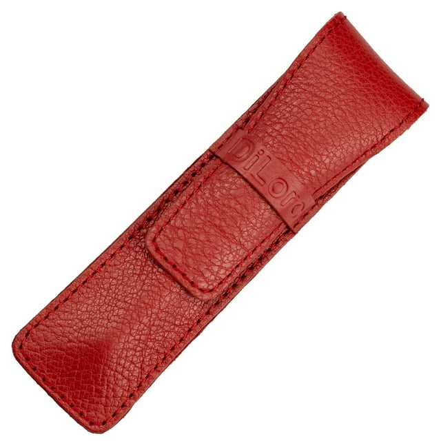DiLoro Étui à Stylos Simple en Cuir Buffalo Épais Pleine Fleur Rouge Buffalo