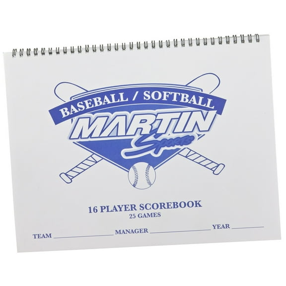Martin Sports 16 Player, 25 Game Baseball / Softball Game Scorekeepers Scorebook