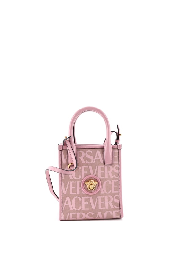 Pre-Owned La Medusa Tote All Over Logo Canvas Mini By Rebag