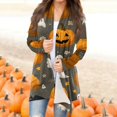 thumbnail image 2 of WTOBBY Women's Fashion Casual Halloween Printed Mid-Length Cardigan Jacket Asymmetrical Hem Cover Up Long Sleeve Open Front Lightweight Top,Dark Gray 4XL, 2 of 6