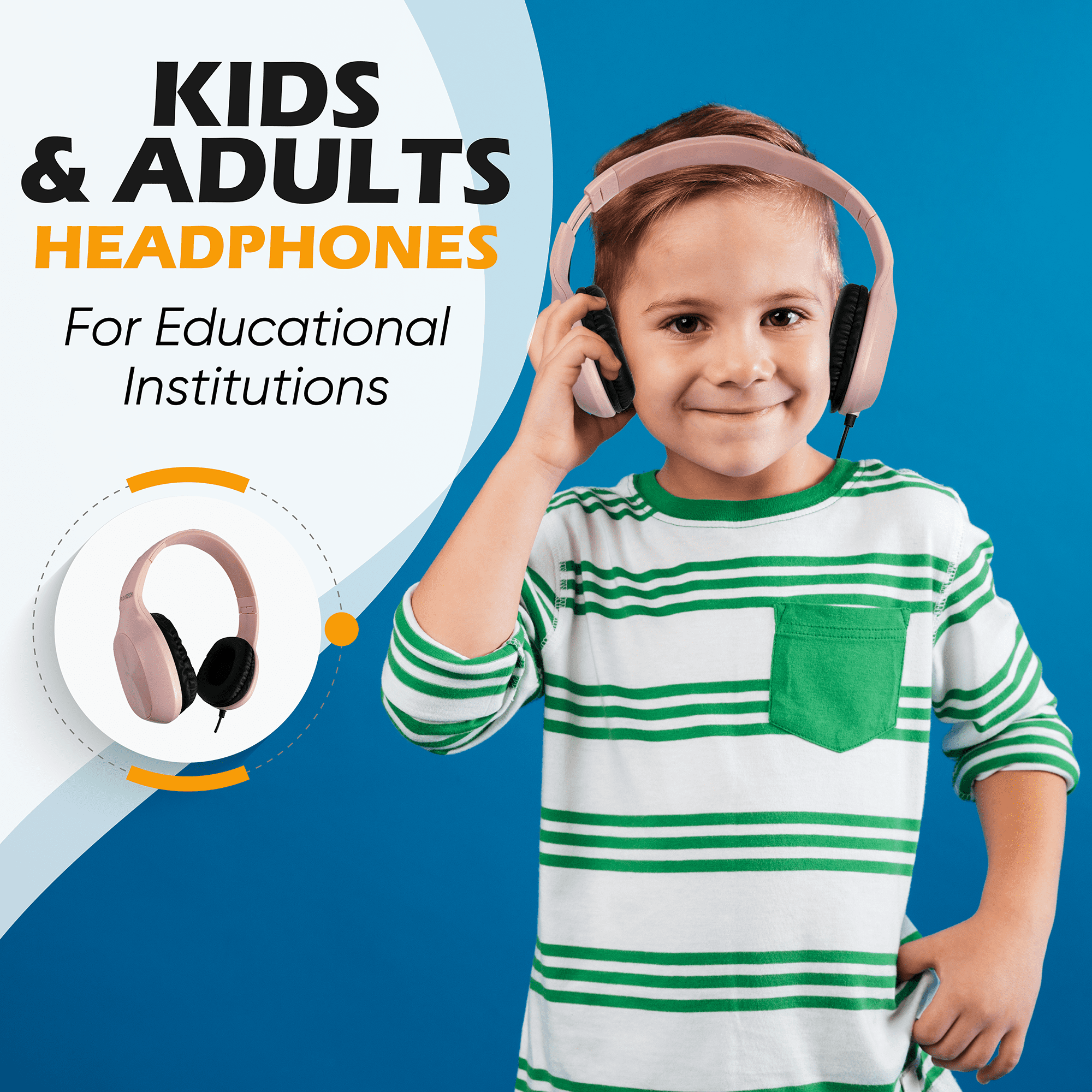 Bulktech Wired On-Ear Leather Headphones with 3.5mm Connector, Oval Metal Housing, Bulk Wholesale, 50 Pack, Assorted Colors