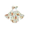 thumbnail image 1 of JYYYBF Cute Infant Baby Girl Western Outfit Cow Flower Cactus Printed Romper Boho Flared Long Sleeve Jumpsuit Headband Clothes Set, 1 of 6