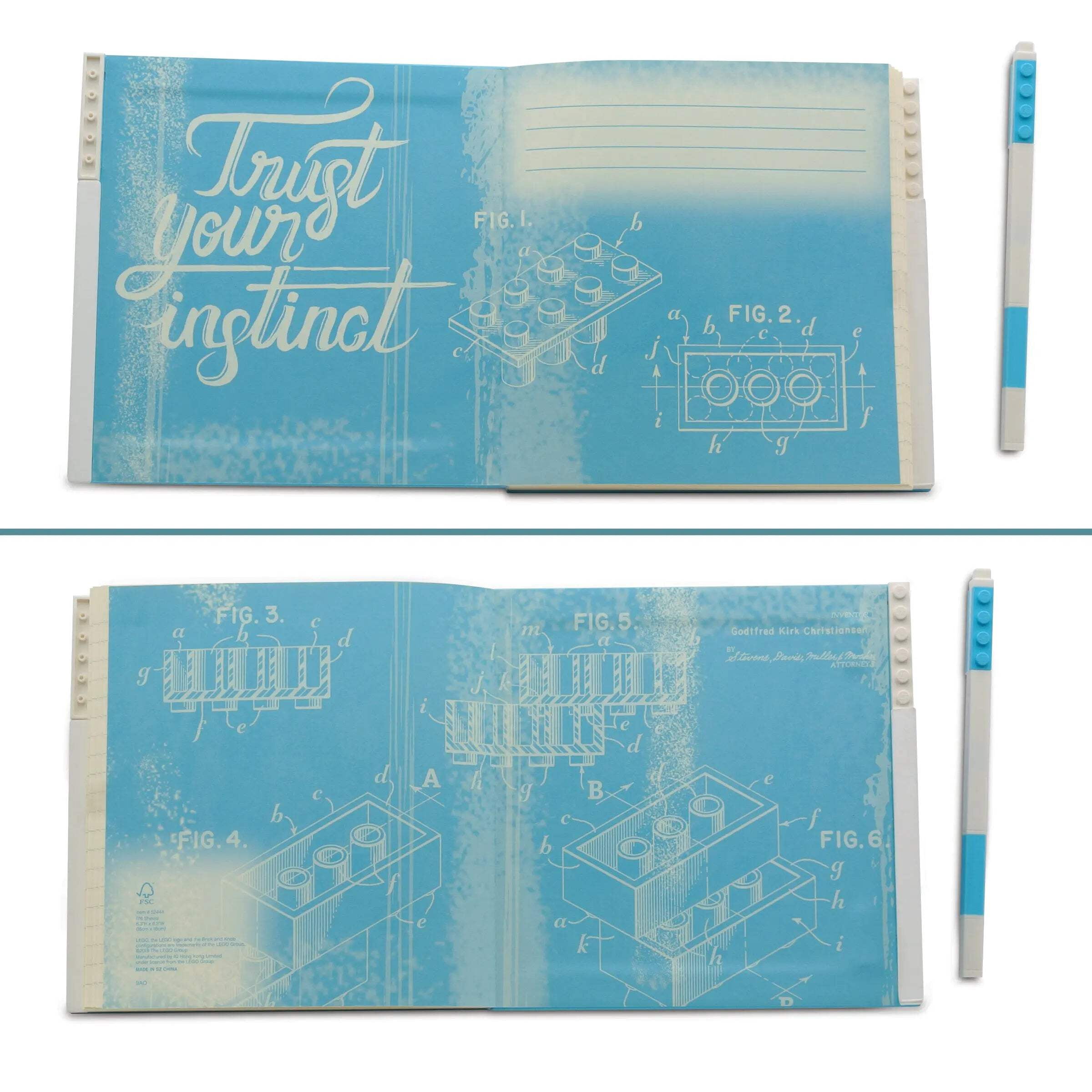 LEGO Stationery Locking Notebook with Gel Pen - Azure (52444)