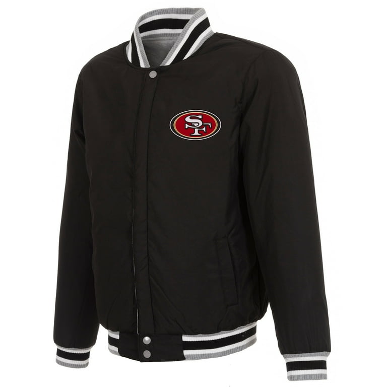 Men's JH Design Gray/Black San Francisco 49ers Reversible Fleece Full-Snap  Jacket 