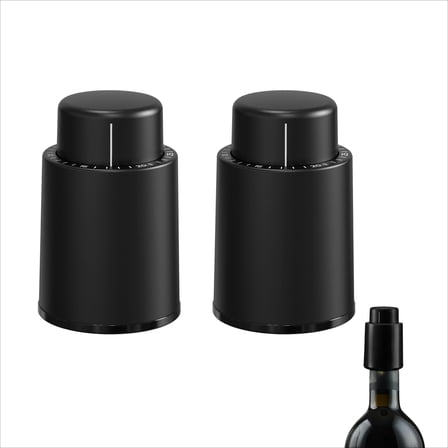 Reusable Wine Stoppers with Vacuum Pump, 2-Pack - Wine Saver Preserver Pump and Sealing Stoppers for Red & White Wine Bottles