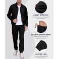 thumbnail image 4 of Men's 2Pc Full Zip Tracksuit, 4 Way Stretch Color Block Jogger with Zipper Pockets for Gym Running Black S, 4 of 8