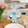 thumbnail image 5 of Easter Flocked Bow Standing Bunny Figurine - Festive Soft Fuzzy Rabbit Decor with Bow, Cute Standing Bunny Statue for Home Tabletop Shelf Mantel, Spring Holiday Decoration, 2.55*8.66in, Light Blue, 5 of 8