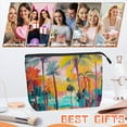 thumbnail image 6 of Makeup Bag Small Toilet Cosmetic Bags Travel Makeup Case Waterproof for Women Girls 6.7X9.45inches - Tall Palm Trees With Colorful Leaves, 6 of 7