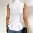 thumbnail image 3 of Uootdi Button Down Shirts for Women Point Collar Peplum Hem Sleeveless Tops for Women Slim Fit Office Attire Wrinkle Resistant Business Casual Tops for Women, 3 of 8