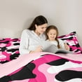 thumbnail image 5 of jejeloiu Camouflage Hunting Full Size Comforter Sets,Pink White Black Bedding Sets For Girls Kids Reversible 3pcs, 5 of 8