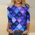 thumbnail image 2 of UAMVSH Valentine Shirts for Women Plus Size 3/4 Sleeve Blouses Casual Print Crewneck Tunic Tops Trendy Oversized T-Shirt S-5XL, 2 of 5