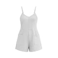 thumbnail image 5 of Costeam Womens Waffle Knit Short Romper Jumpsuit Sleeveless Spaghetti Strap Shorts Overalls with Pockets Casual Loose Fit Summer Loungewear Outfits, 5 of 9
