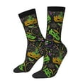 thumbnail image 1 of Fotbe Carnival Mardi Gras3 Calcetas Largas con Estampado para Hombre y Mujer – Calcetas de Compresión Transpirables y Elásticas, Viajar y Uso Diario Talla 5-11, 1 of 6