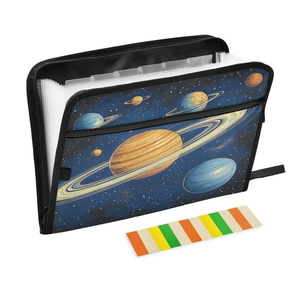 Accordion File Organizer with Zip Closure 13 Pockets Expanding File Folder Letter A4 Paper Document Organizer for Home Office Planet
