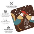 thumbnail image 4 of Kll Square Drink Coasters Set Of 4,Pu Leather Absorbent Coasters Set Decorative Coffee Cup Coasters Housewarming Gift For Home Decor-Rooster And Chicken, 4 of 9