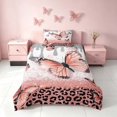 thumbnail image 2 of Homewish Pink Butterfly Twin Duvet Cover for Girls, Glitter Leopard Print Twin Bedding, Pink Reversible, 2 Piece 1 Duvet Cover and 1 Pillowcase, 2 of 5