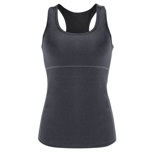 Chaleco de Aptitud Sunnimix para Mujeres De Yoga Corriendo Tapa De La Camiseta M Gris